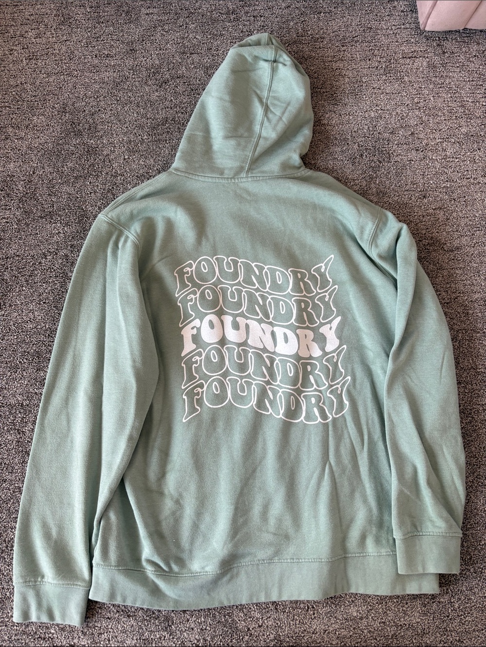 The Foundry Lofts Men's Sage Green Logo Hoodie